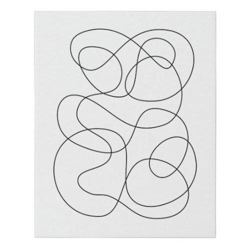 Contemporary Abstract Line Drawing Black and White Faux Canvas Print