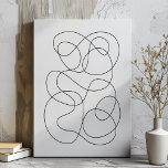 Contemporary Abstract Line Drawing Black and White Faux Canvas Print<br><div class="desc">This cool elegant drawing features minimalist modern continuous line art in black and white.</div>