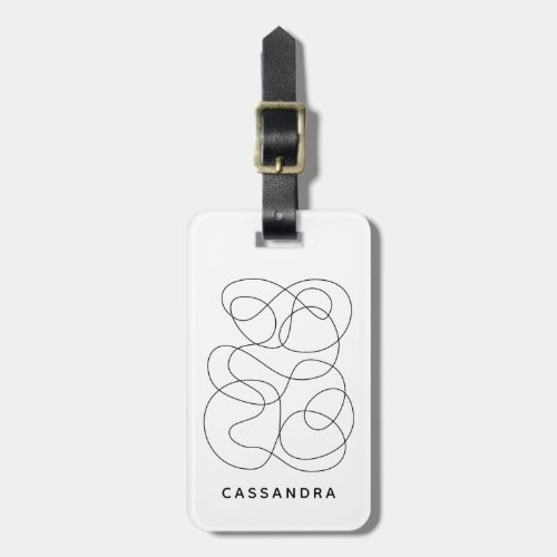 Contemporary Abstract Line Drawing Black and White Luggage Tag