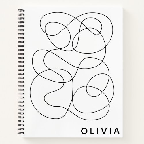 Contemporary Abstract Line Drawing Black and White Notebook
