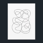 Contemporary Abstract Line Drawing Black and White Postcard<br><div class="desc">This cool elegant drawing features minimalist modern continuous line art in black and white.</div>