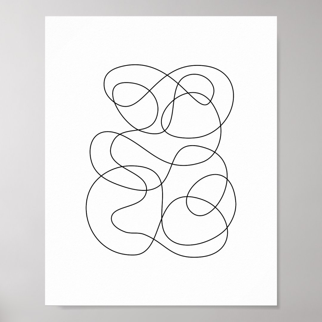 Contemporary Abstract Line Drawing Black and White Poster | Zazzle