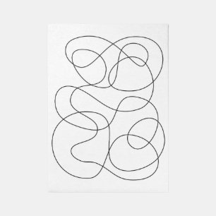 Contemporary Abstract Line Drawing Black and White Rug