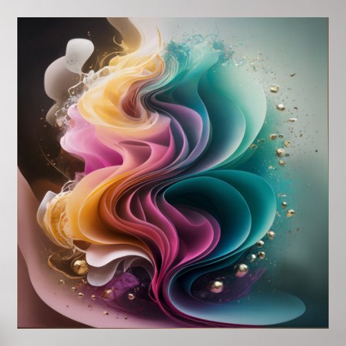Contemporary Abstract Luxury vibrant colors gold Poster