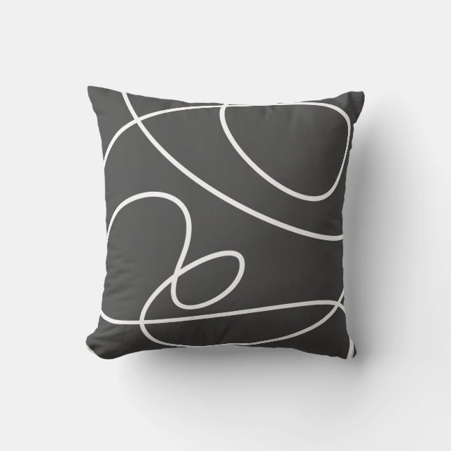 Contemporary Abstract Modern Art Chic Black White  Throw Pillow (Front)