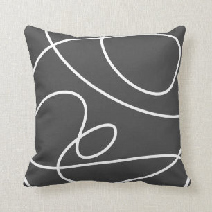 Contemporary Abstract Modern Art Chic Black White  Throw Pillow