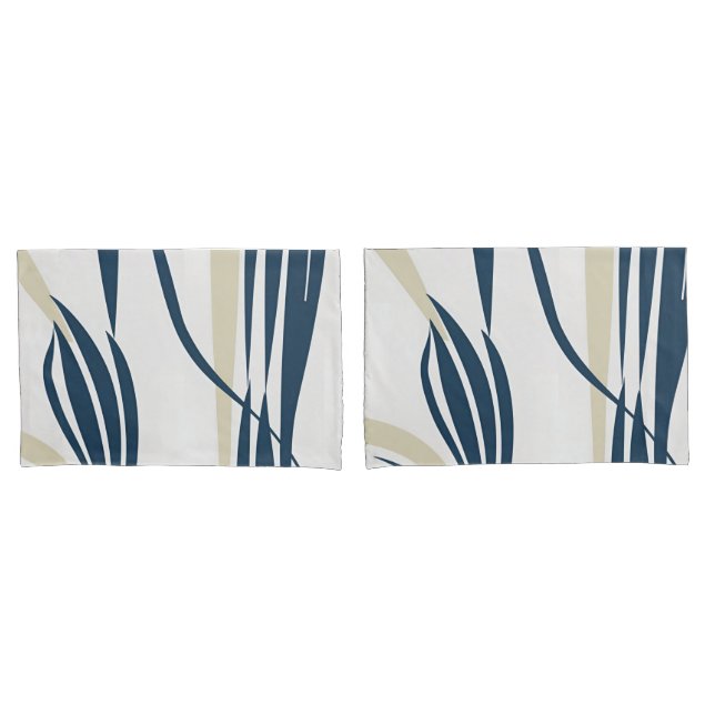 Contemporary Abstract Navy & Beige - Stylish  Pillow Case (Front-Set)
