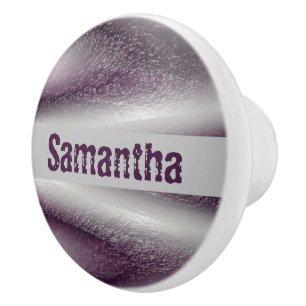 Contemporary Abstract Purple White Bold Modern Ceramic Knob
