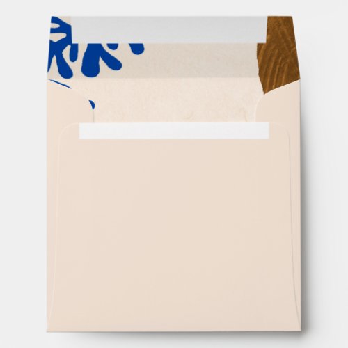 Contemporary Abstract Shapes Art Blue Tan Wedding Envelope