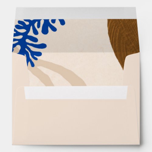 Contemporary Abstract Shapes Beige Wedding  Envelope