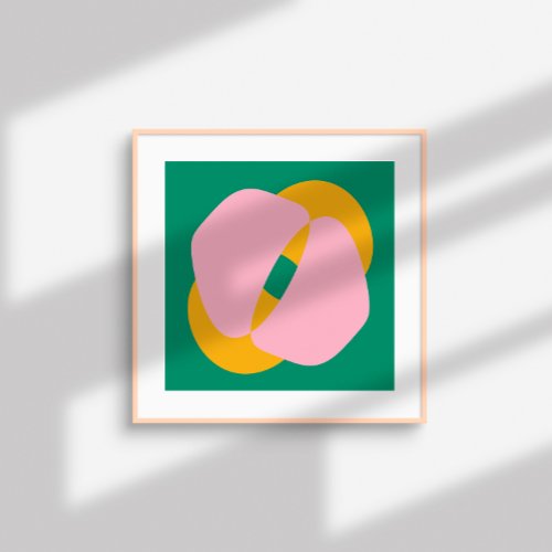 Contemporary Abstract Shapes  pink yellow green Poster