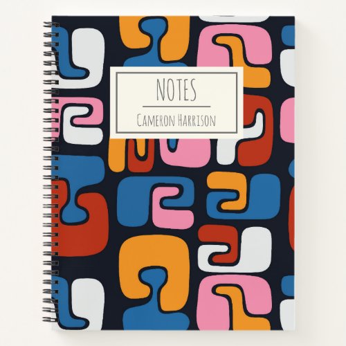 Contemporary Abstract Shapes Retro Personalized Notebook