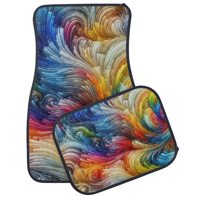 Contemporary Abstract Swirl Spectrum Car Floor Mat (Set)