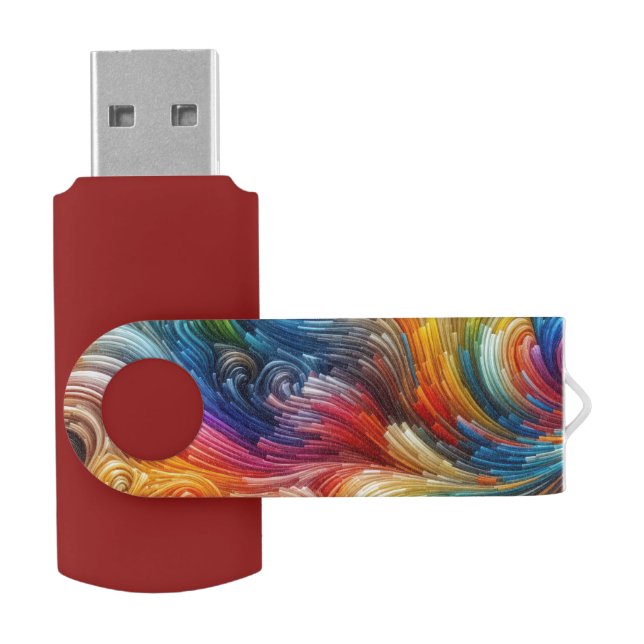 Contemporary Abstract Swirl Spectrum Flash Drive (Opened)