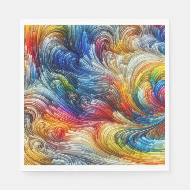 Contemporary Abstract Swirl Spectrum Napkins (Front)