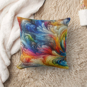 Contemporary Abstract Swirl Spectrum Throw Pillow