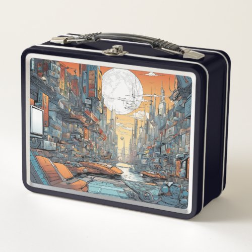 Contemporary Abstract Tech Creations Metal Lunch Box