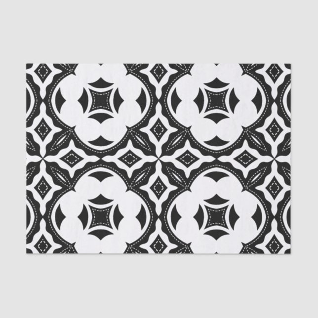 Contemporary Aesthetic Black and White Pattern Tissue Paper (Front)