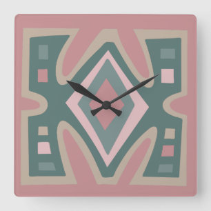 Contemporary African Modern Abstract art Square Wall Clock