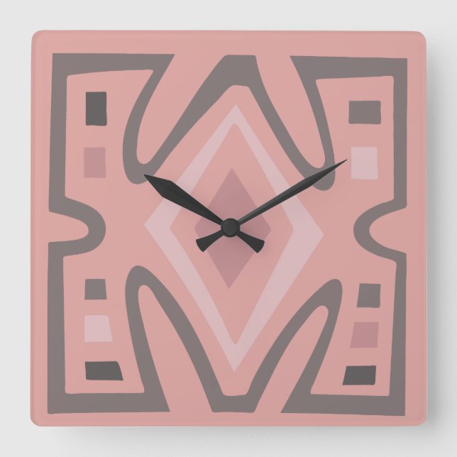 Contemporary African Modern Abstract art Square Wall Clock (Front)