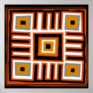 Contemporary African Modern Abstract in orange Poster