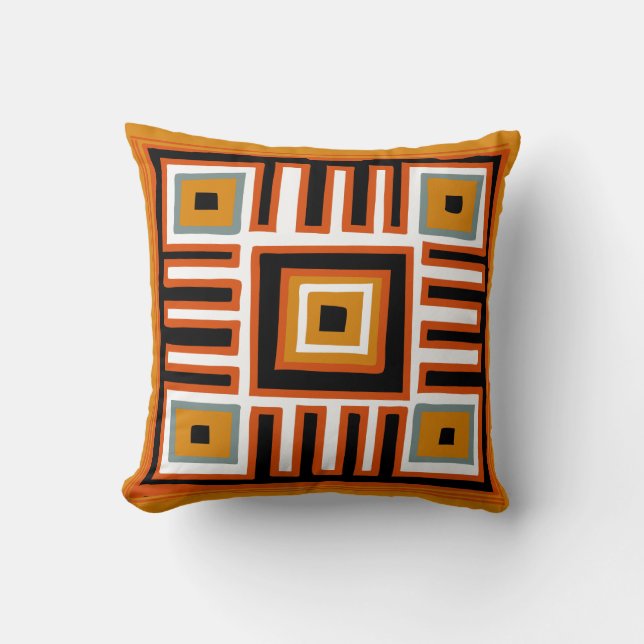 Contemporary African Modern Abstract in orange Throw Pillow (Front)