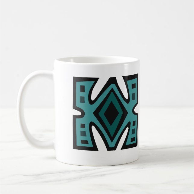Contemporary African Modern Abstract in turquoise Coffee Mug (Left)