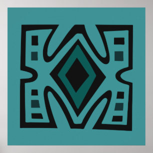 Contemporary African Modern Abstract in turquoise Poster