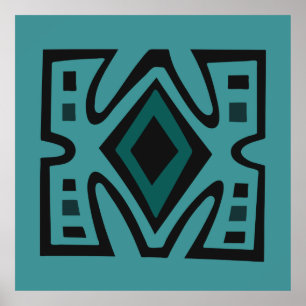 Contemporary African Modern Abstract in turquoise Poster