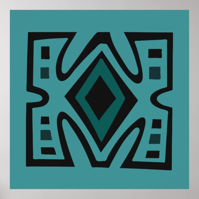 Contemporary African Modern Abstract in turquoise Poster (Front)