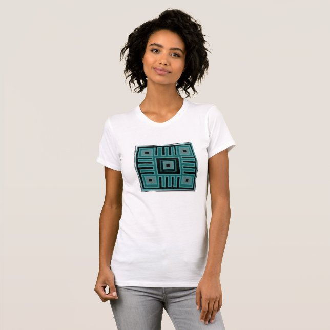 Contemporary African Modern Abstract in turquoise T-Shirt (Front Full)