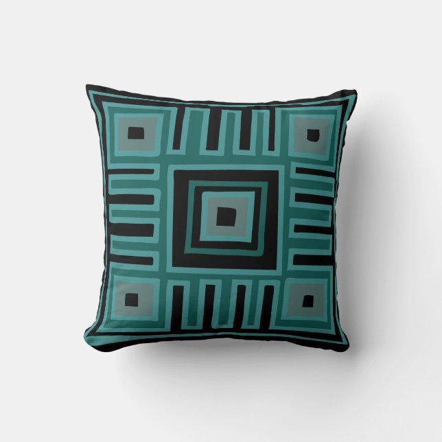 Contemporary African Modern Abstract in turquoise Throw Pillow (Front)