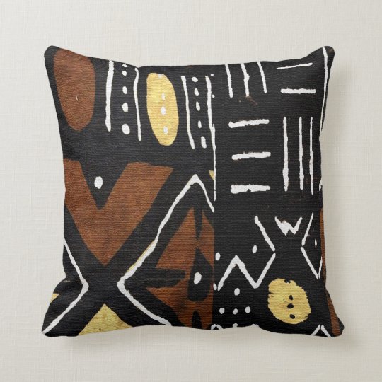 Contemporary African Mud Cloth Print Throw Pillow