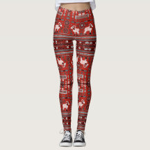 Contemporary African Pattern Leggings in Red