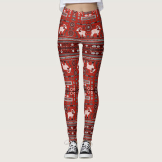 Contemporary African Pattern Leggings in Red