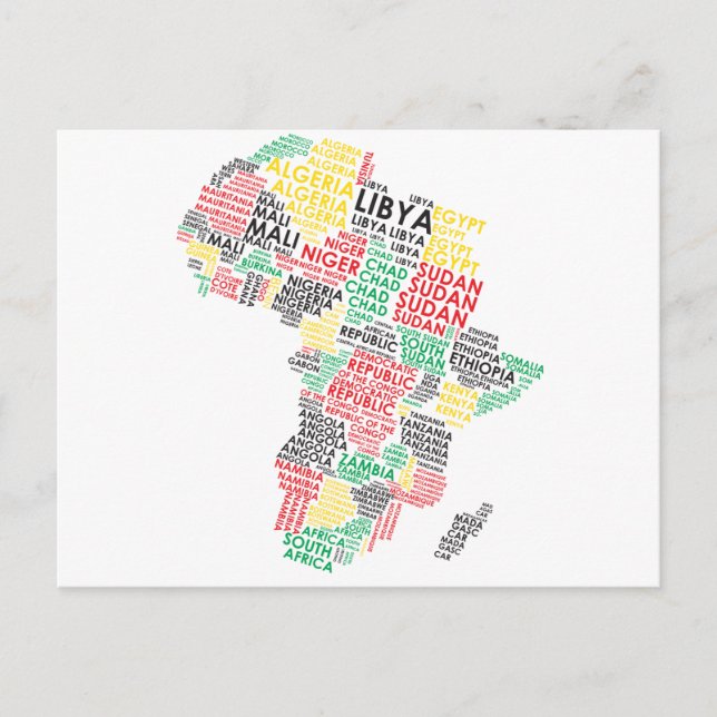 Contemporary African Word Map Postcard (Front)