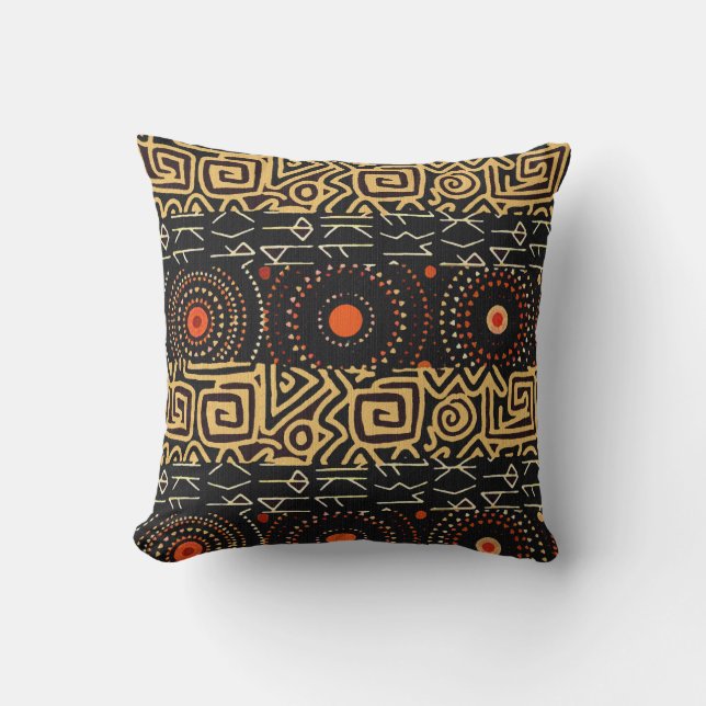 Contemporary Afrocentric Design Motif Throw Pillow (Front)