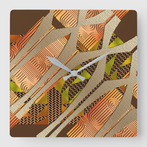 Contemporary Afrocentric Style Motif   Square Wall Clock