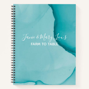 Contemporary Alcohol Ink Blue Design Recipe Notebook