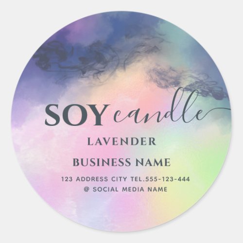 Contemporary alcohol ink  modern script Soy candle Classic Round Sticker