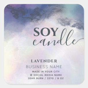 Contemporary alcohol ink modern script Soy candle Square Sticker