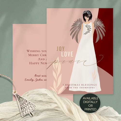 Contemporary Angel Joy Love Peace Christmas Holiday Card