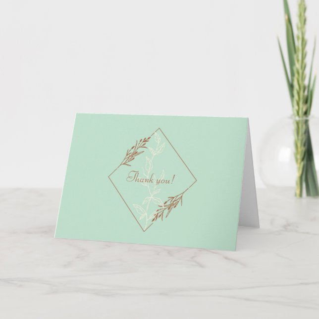 Contemporary Aqua Blue Folded Thank You Card (Front)