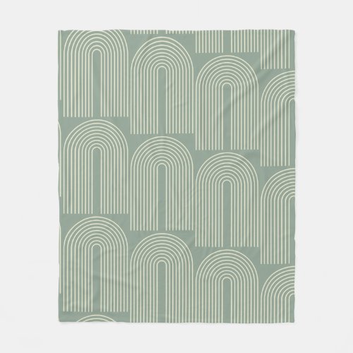 Contemporary Arch Line Art in Sage Green  Fleece Blanket