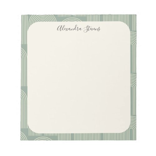 Contemporary Arch Line Art Sage Green Personalized Notepad