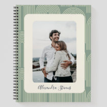 Contemporary Arch Line Art Sage Personalized Photo Notebook