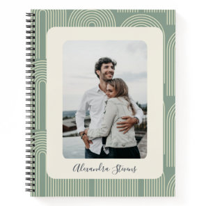 Contemporary Arch Line Art Sage Personalized Photo Notebook