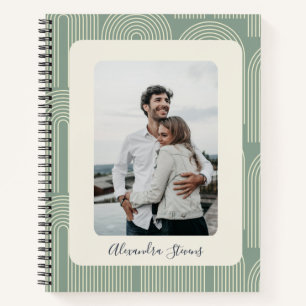Contemporary Arch Line Art Sage Personalized Photo Notebook