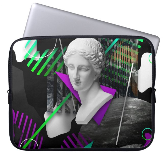 Contemporary art collage with plaster head statue  laptop sleeve (Front)