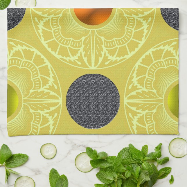 Contemporary Art Deco–Inspired  Kitchen Towel (Folded)